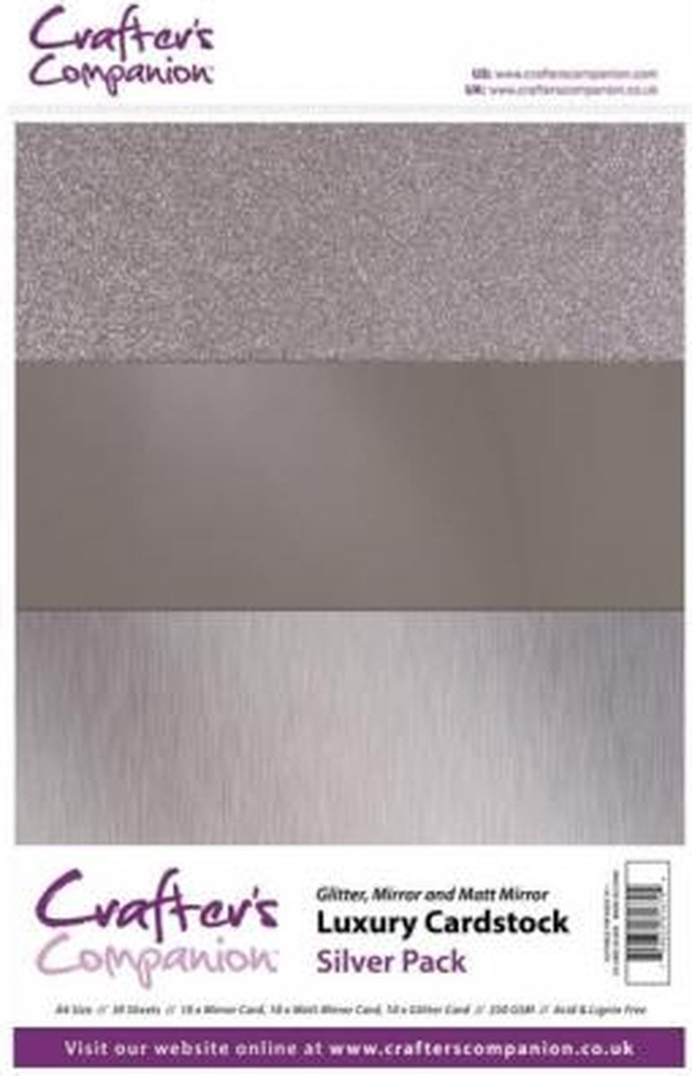 Crafters Companion Luxury Cardstock Silver Pack A4